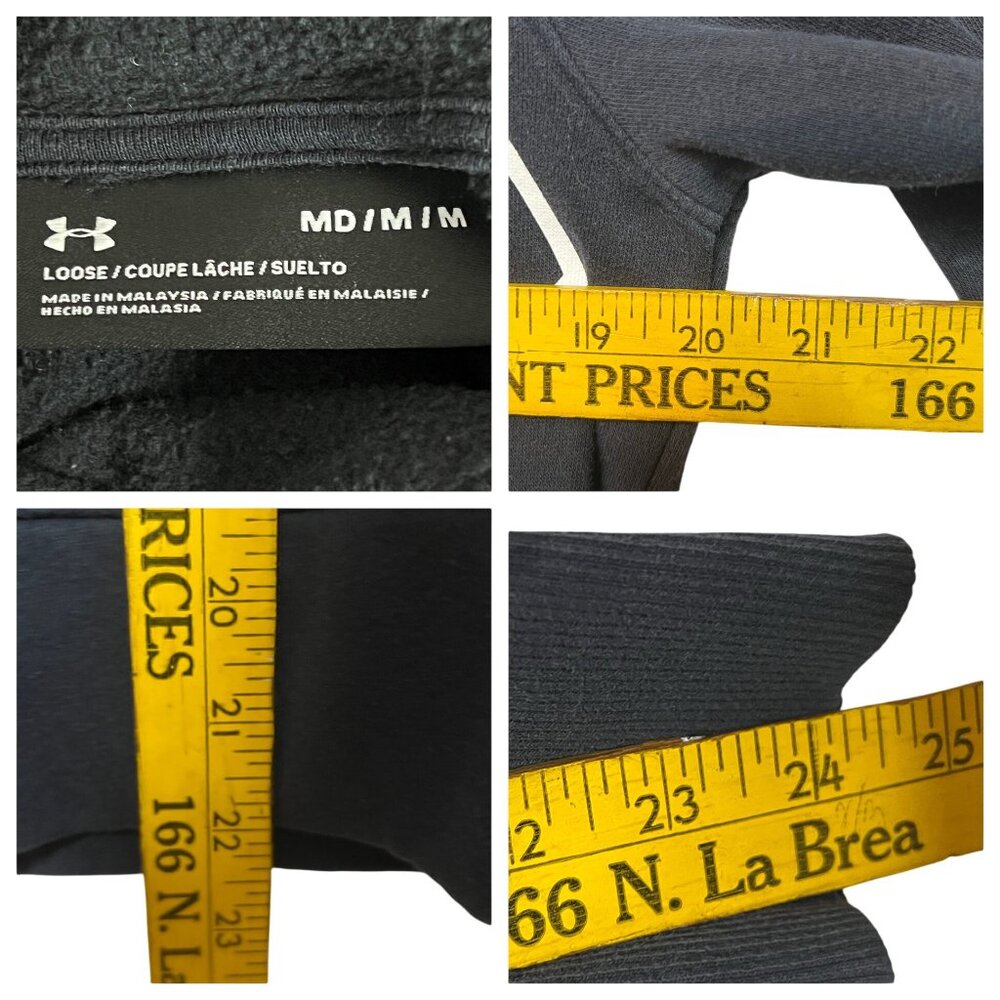 Under Armour Navy Blue Loose Fit Hoodie Sweatshirt Womens Medium Logo Spell Out - Picture 10 of 13